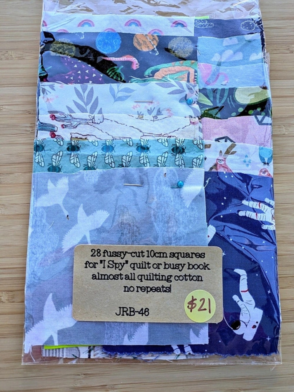 Set of 28 "Fussy Cut" Quilting Cotton Squares for "I Spy" or Busy Book